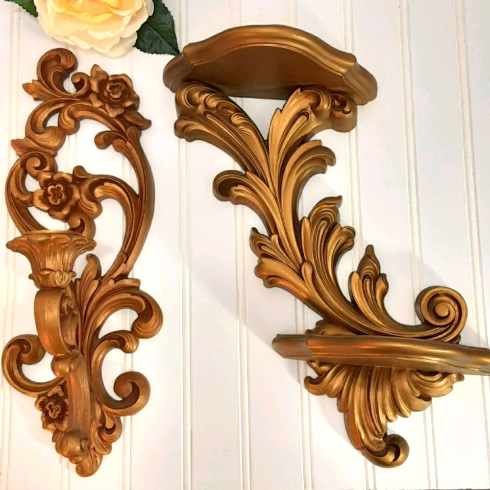 Glam  MCM Hollywood 60s Rococo Shelf & Candle Holder!